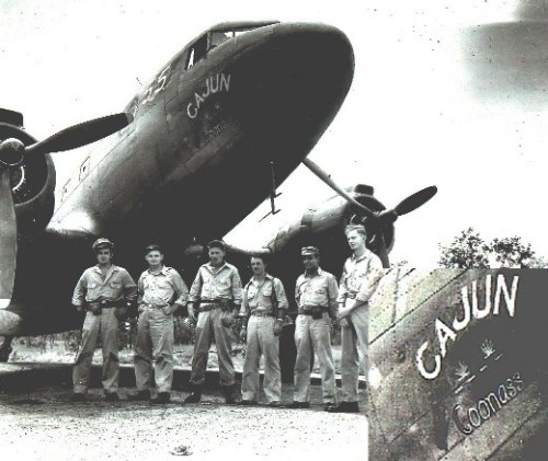 1943 photograph of the C-47 Cajun Coonass, with enlarged inset. (Photo: Credit: National Archives and Records Administration via Shane Bernard)